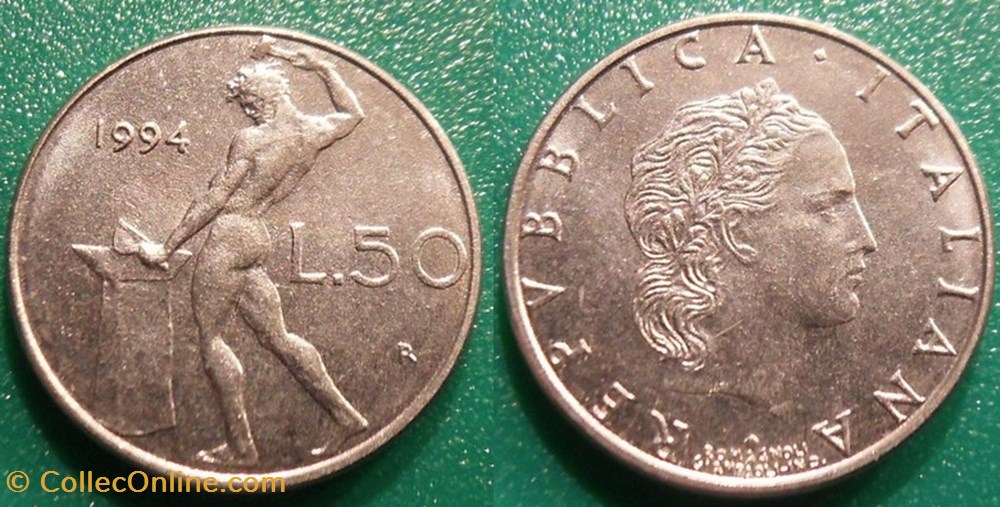 monnaie monde italie 50 lires 1994 petit module