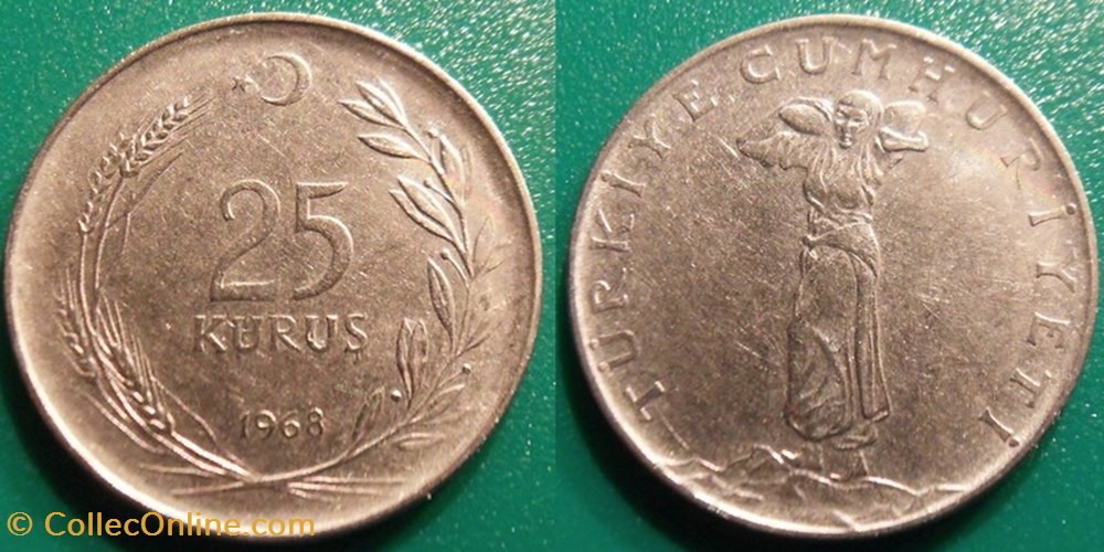 25 Kurus 1968 monnaie monde turquie 25 kurus 1968