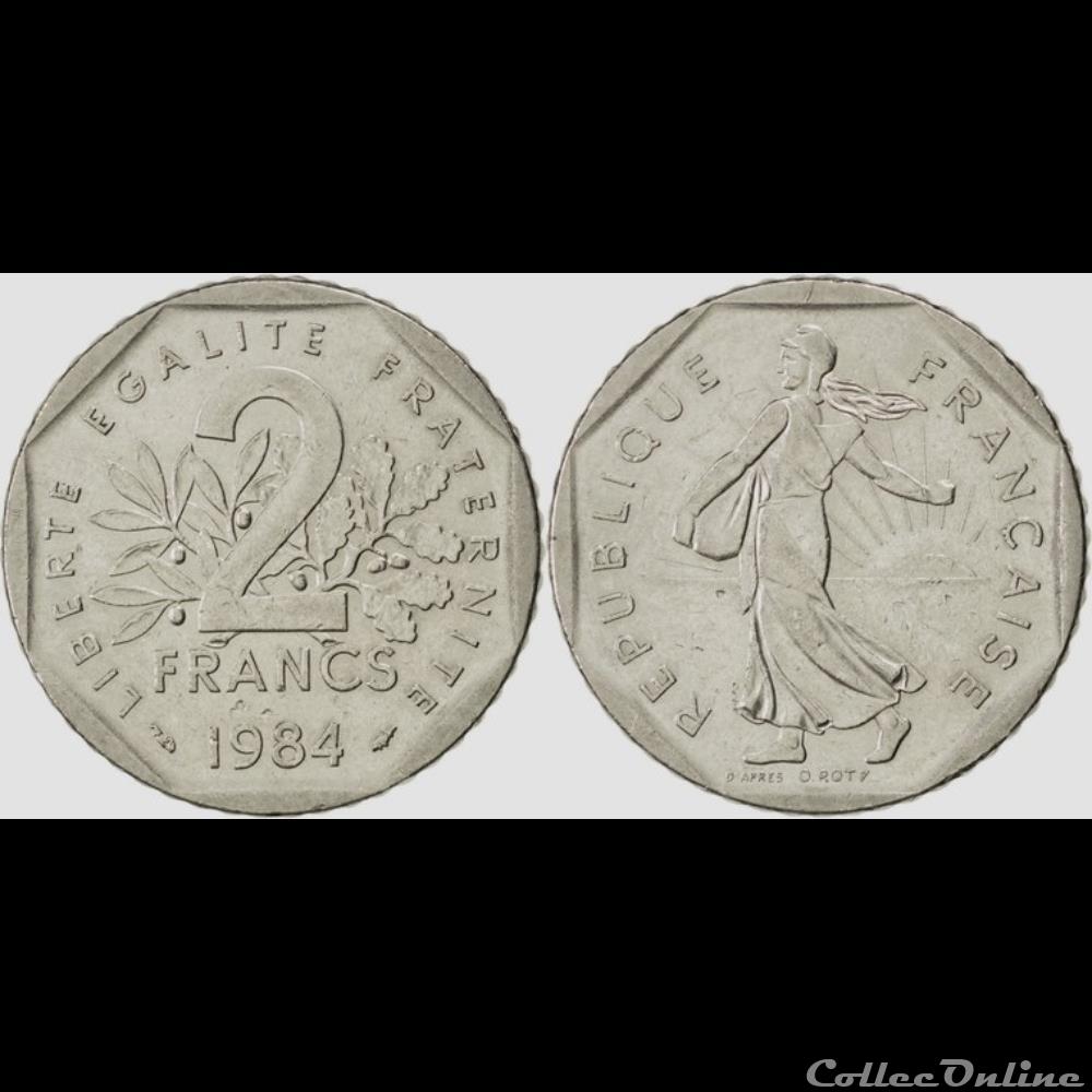 Jg 2 francs semeuse 1984 26.5mm 7.5g monnaie france moderne jg 2 francs semeuse 1984 26 5mm 7 5g