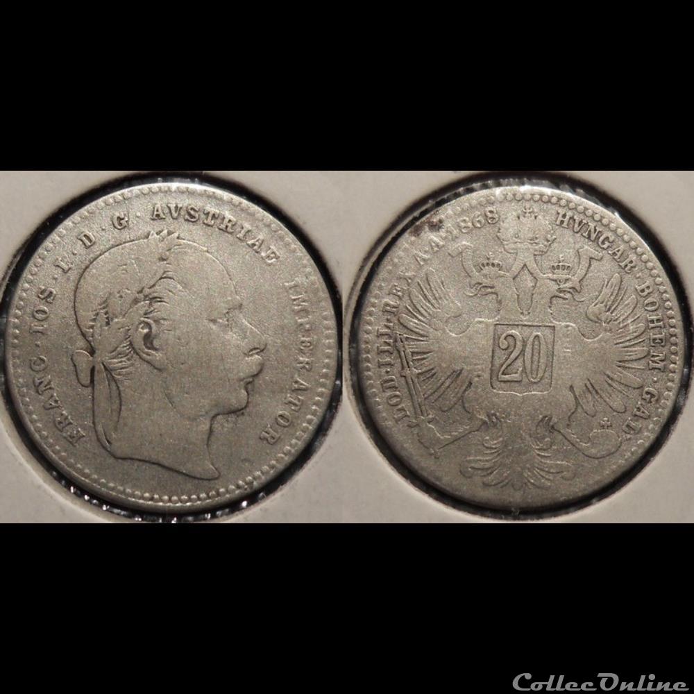 Autriche 20 Kreuser 1868 monnaie monde moderne autriche 20 kreuser 1868