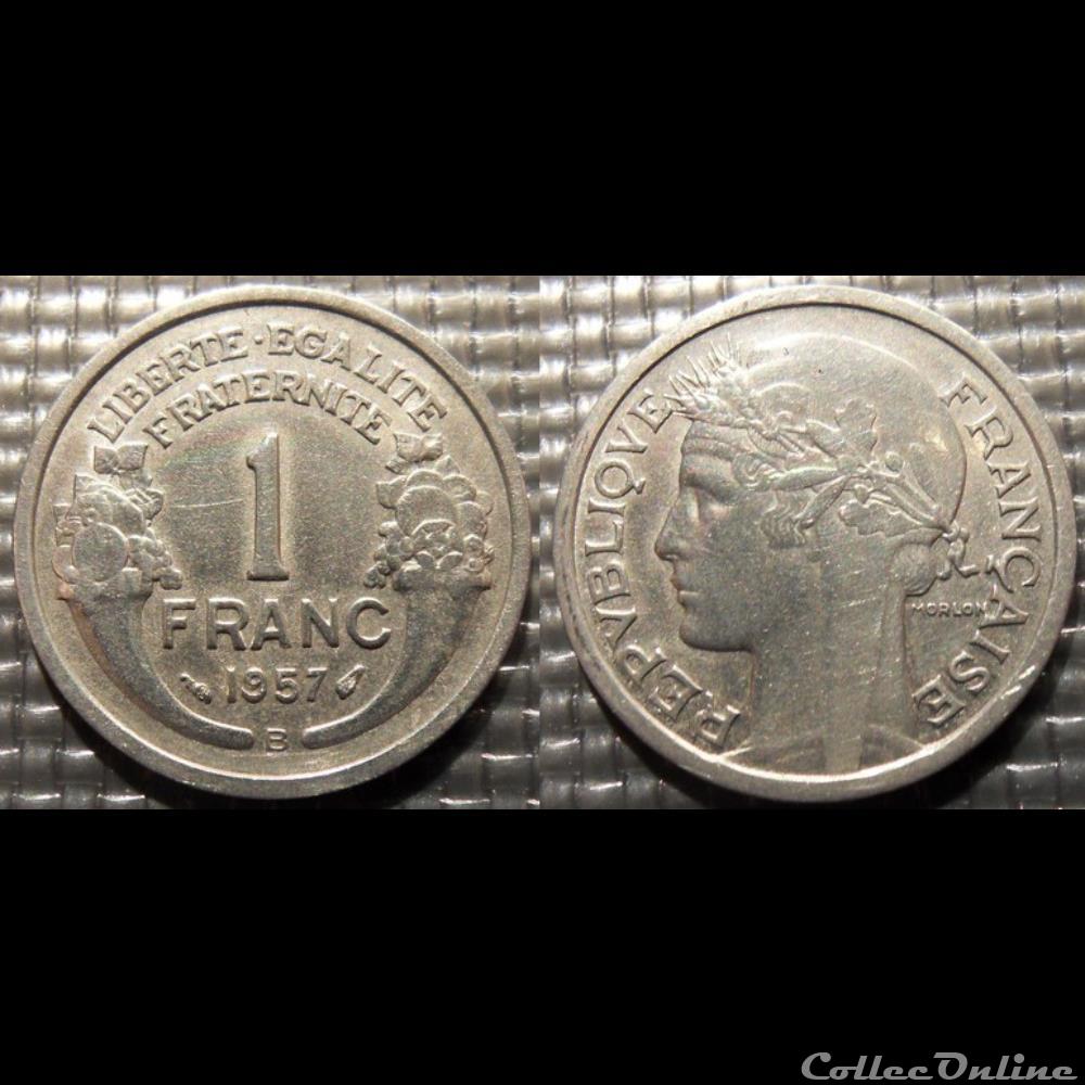 Hf 1 franc Morlon 1957 B 23mm 1.3g monnaie france moderne hf 1 franc morlon 1957 b 23mm 1 3g