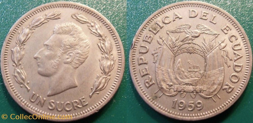 1 Sucre 1959 monnaie monde equateur 1 sucre 1959