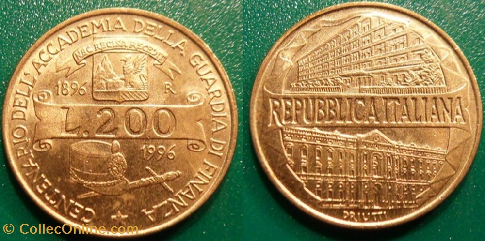 monnaies monde italie 200 lires 1996