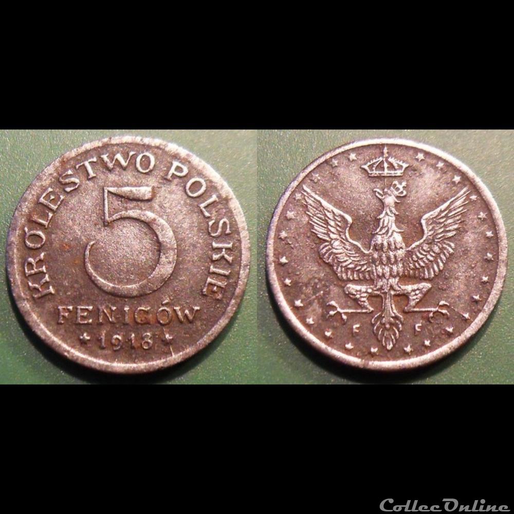 Pologne Occupation Allemande 5 Fénigow 1918 monnaie monde pologne occupation allemande 5 fenigow 1918