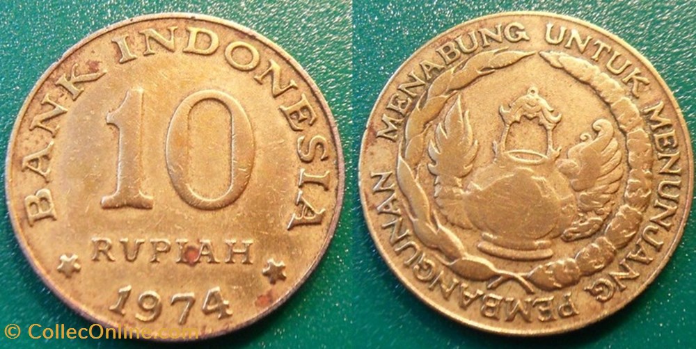10 Rupiah 1974 monnaie monde indonesie 10 rupiah 1974