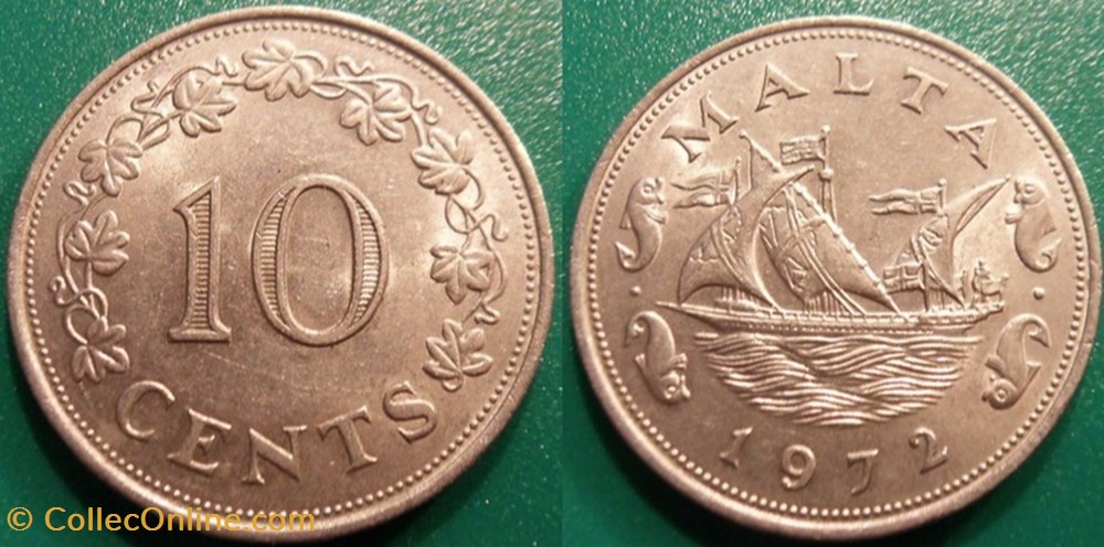 10 Cents 1972 monnaie monde malte 10 cents 1972