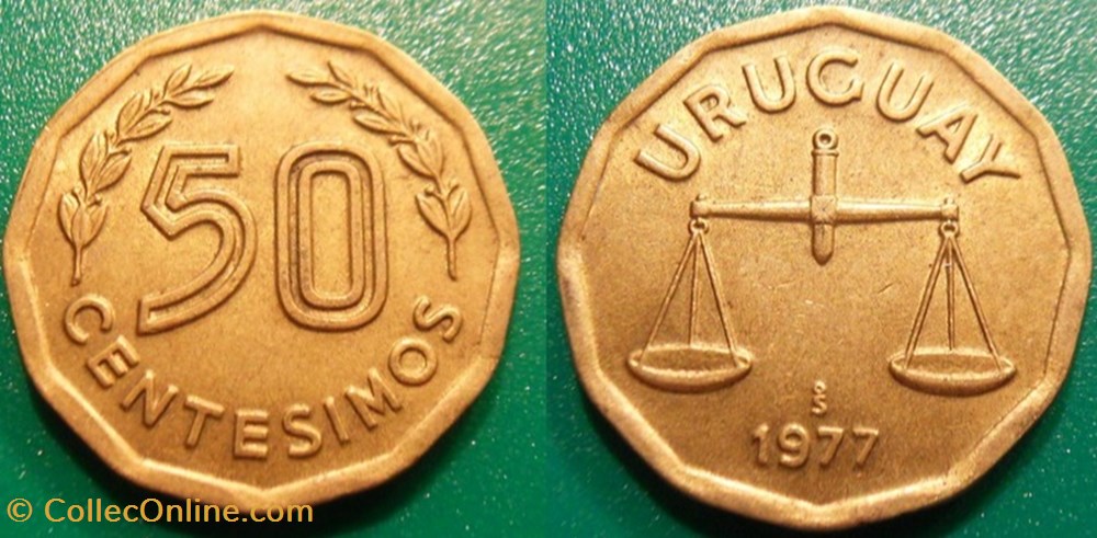 50 Centesimos 1977 monnaie monde uruguay 50 centesimos 1977
