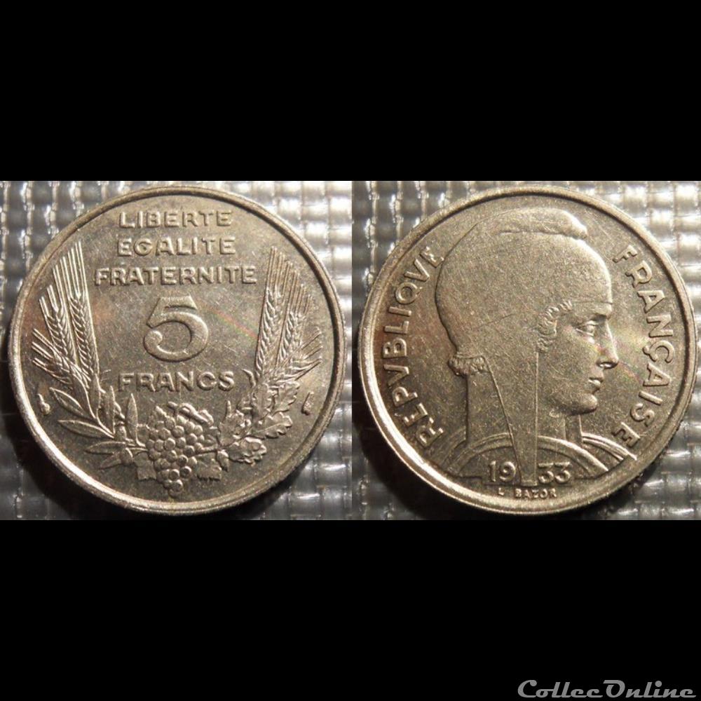 Ka 5 francs Bazor 1933 monnaies monde france ka 5 francs bazor 1933