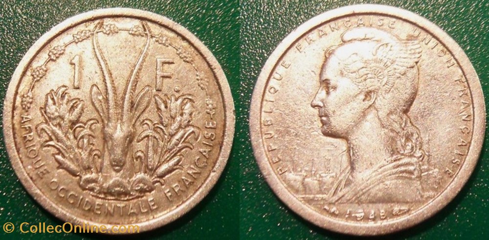 Afrique Occidentale Française-Union Française 1 Franc 1948 monnaies colonies francaises afrique occidentale francaise union francaise 1 franc 1948