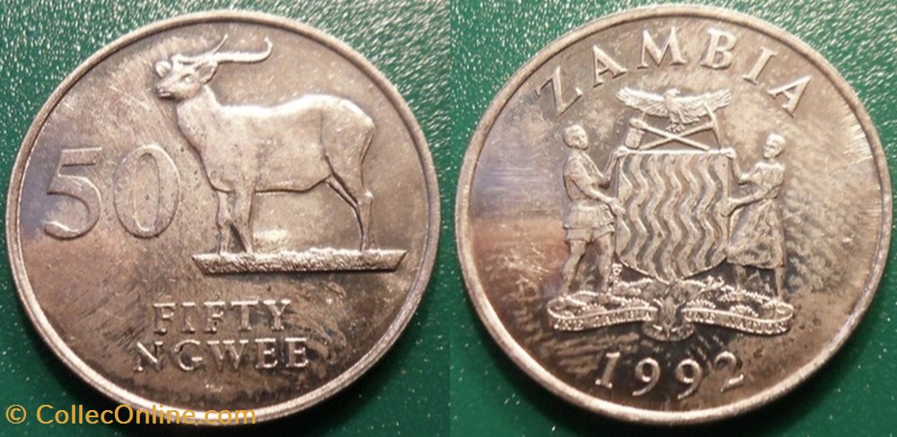50 Ngwee 1992 monnaie monde zambie 50 ngwee 1992