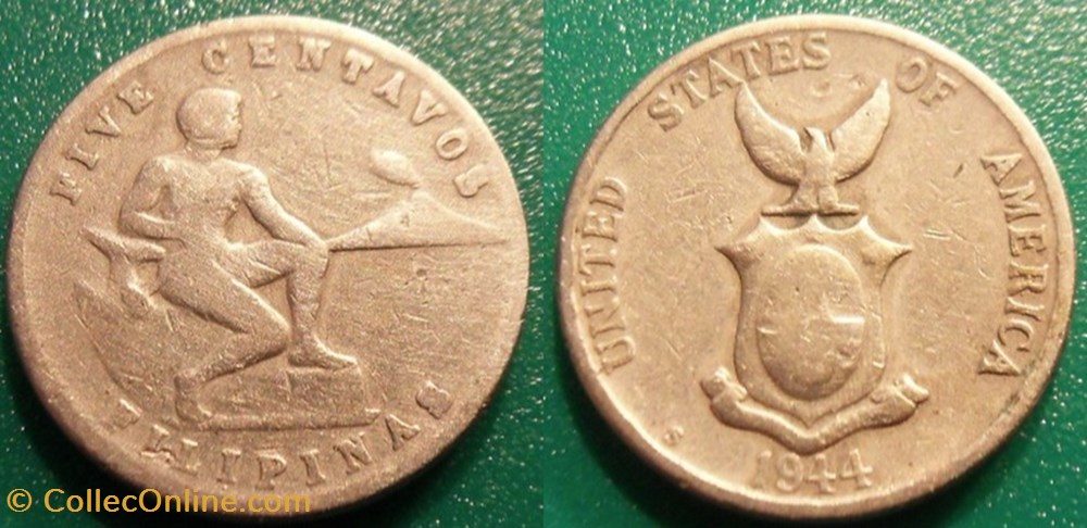 5 Centavos 1944 monnaie monde philippine 5 centavos 1944