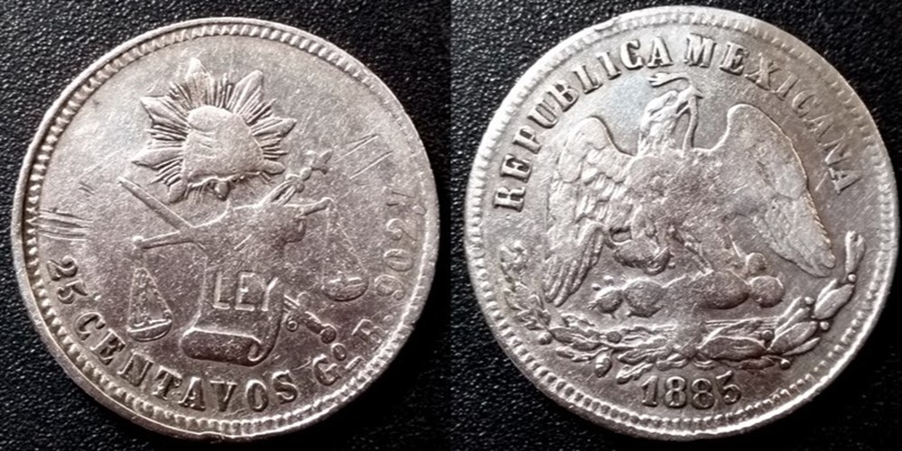 Mexique 25 Centavos 1885 Go monnaies mexique 25 centavos 1885 go