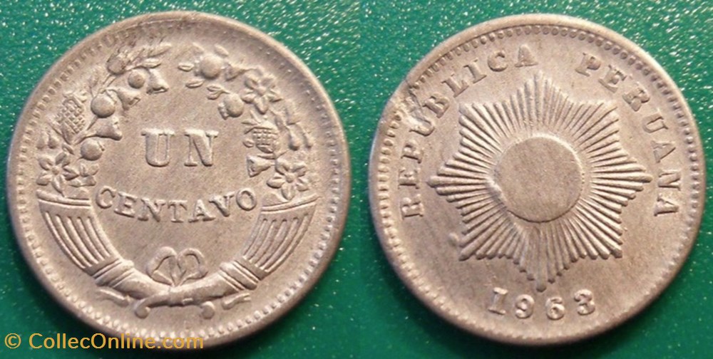 1 Centavo 1963 monnaie monde perou 1 centavo 1963