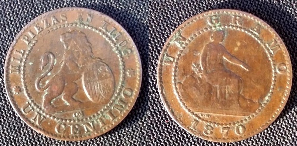 Espagne Un centimo 1870 monnaies monde espagne un centimo 1870