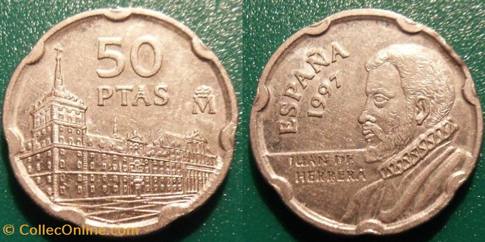 50 Pesetas 1997 Juan de Herrera monnaie monde espagne 50 pesetas 1997 juan de herrera