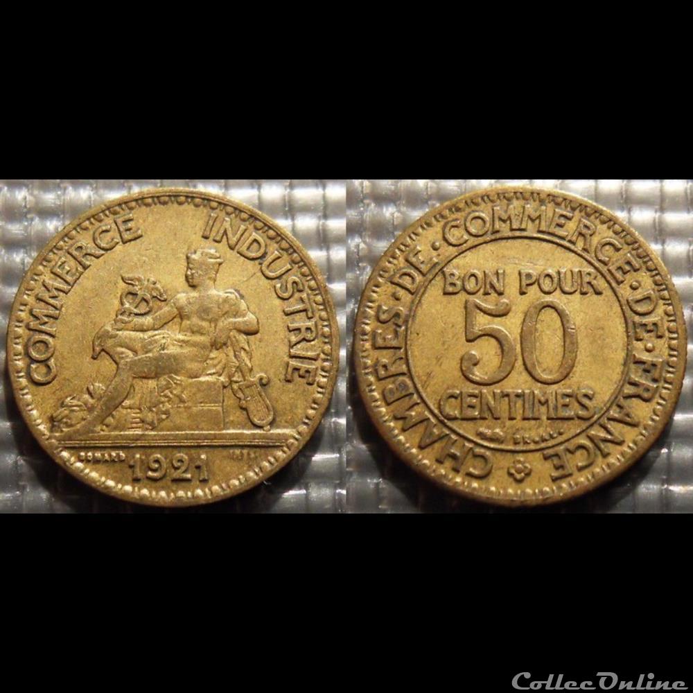 Gb 50 centimes Chambre de commerce 1921 18mm 2g monnaies france modernes gb 50 centimes chambre de commerce 1921 18mm 2g