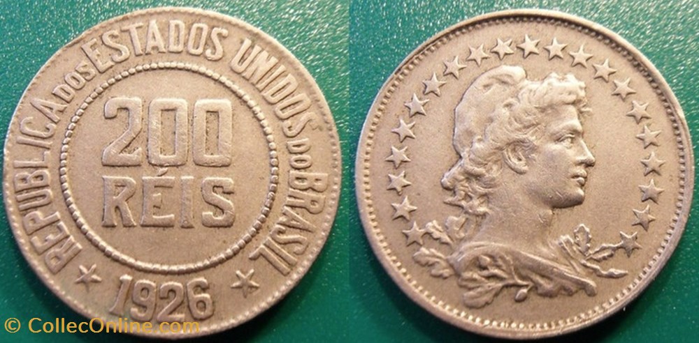 200 Réis 1926 monnaie monde bresil 200 reis 1926