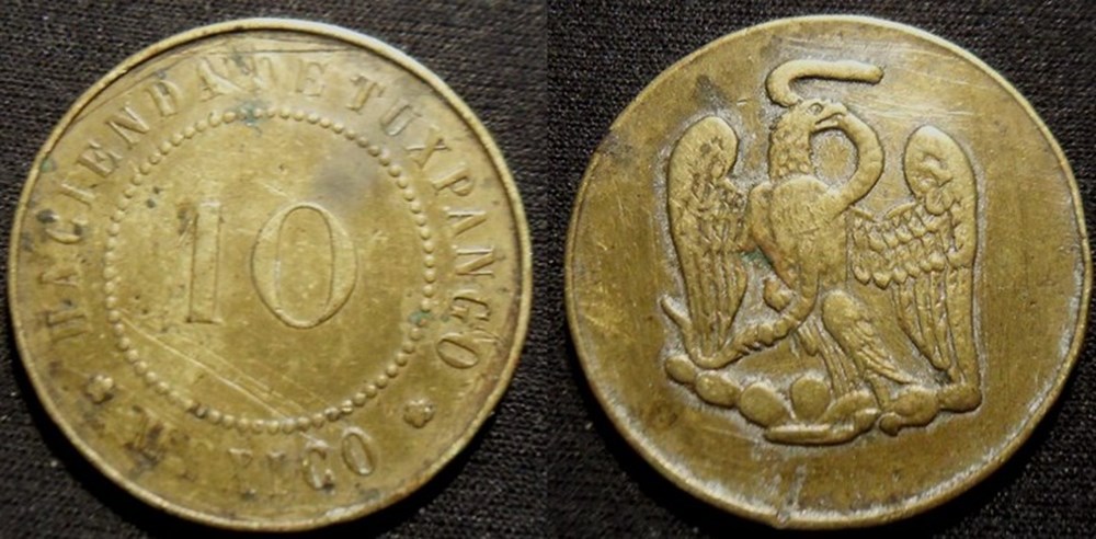 monnaies monde mexique 10 centavos nd hacienda de tuxpanga mexico