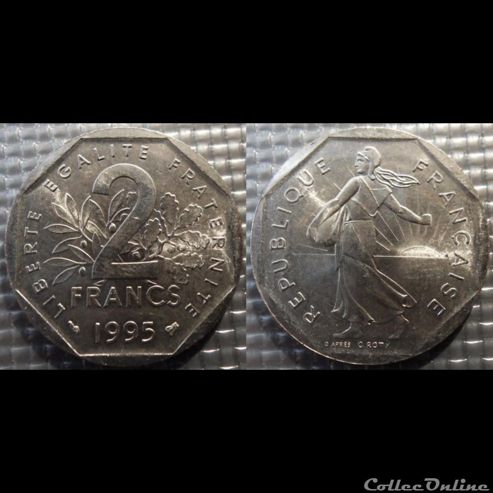 Jg 2 francs semeuse 1995 26.5mm 7.5g monnaie france moderne jg 2 francs semeuse 1995 26 5mm 7 5g