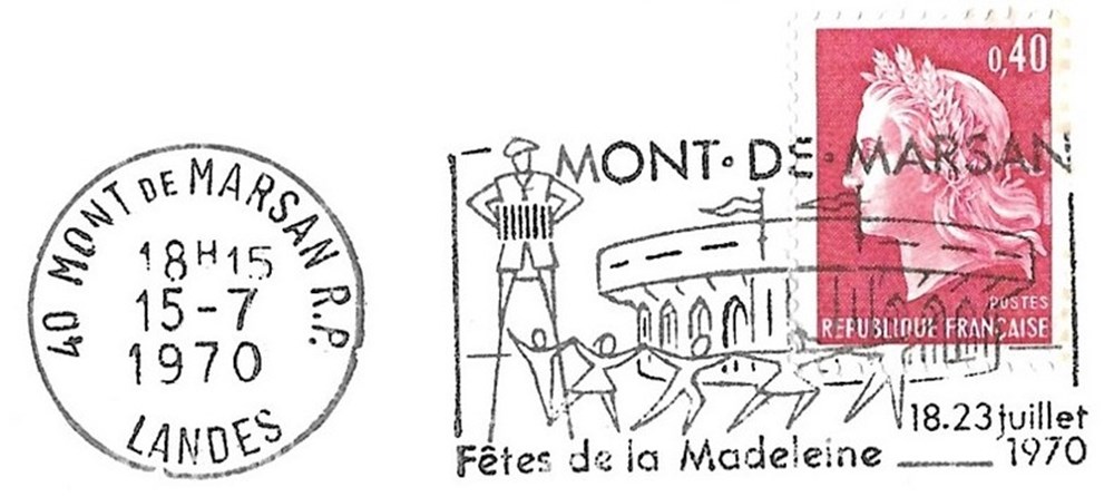 Carte Postale (40) Mont de Marsan + Flamme divers carte postale 40 mont de marsan flamme