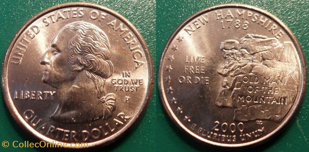 1/4 dollar 2000 P New Hampshire monnaie monde etat uni 1 4 dollar 2000 p new hampshire