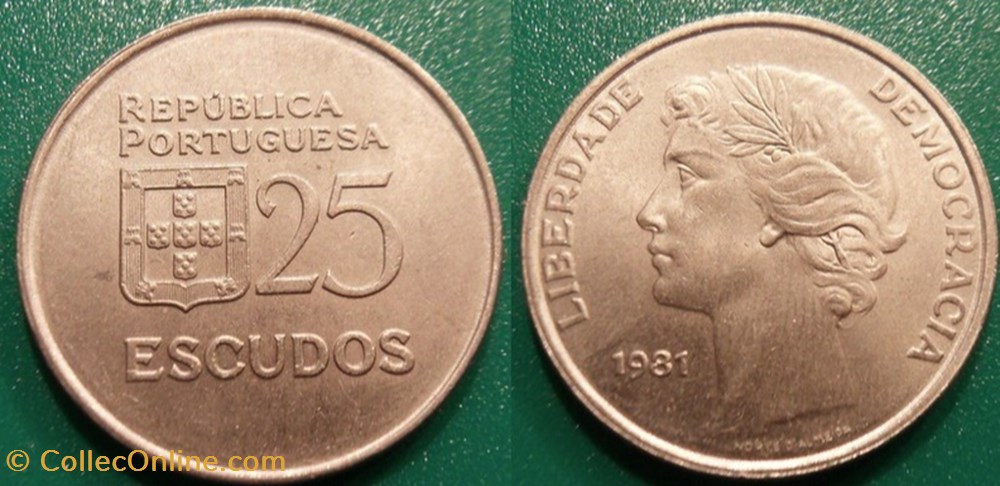 25 Escudos 1981 monnaie monde portugal 25 escudos 1981