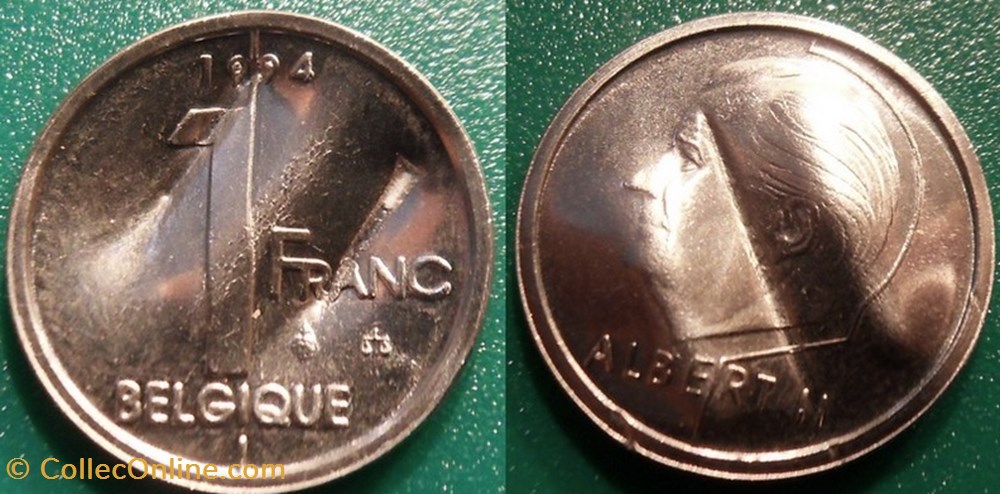 1 Franc 1994 Belgique Destruction monnaie monde 1 franc 1994 belgique destruction