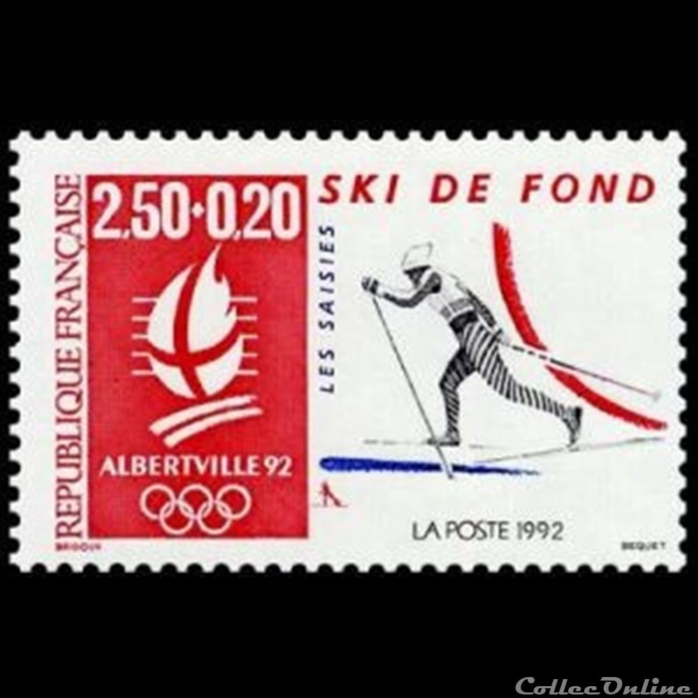 timbre france assignat 1992 alberville 92 jeux olympiques hiver