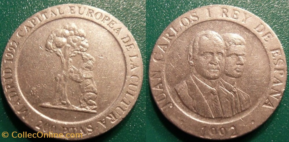 200 Pesetas 1992 L'ours et l'arbousier monnaie monde espagne 200 pesetas 1992 ours et arbousier