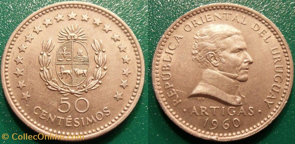 50 Centesimos 1960 monnaie monde uruguay 50 centesimos 1960