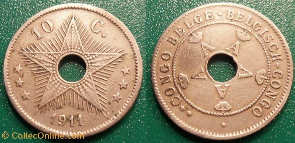 Congo Belge 10 Centime 1911 monnaie monde congo belge 10 centime 1911