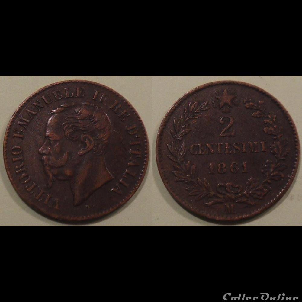 Italie 2 Centésimi 1861M monnaie monde moderne italie 2 centesimi 1861m