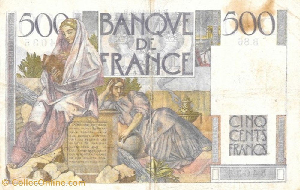 billet europe france 500 francs chateaubriand 1946