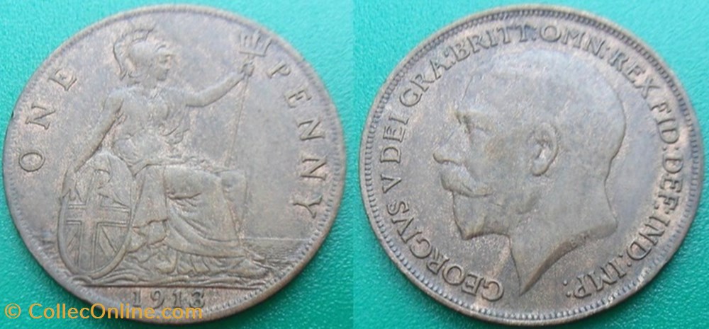 monnaie monde royaume uni grande bretagne one penny 1913