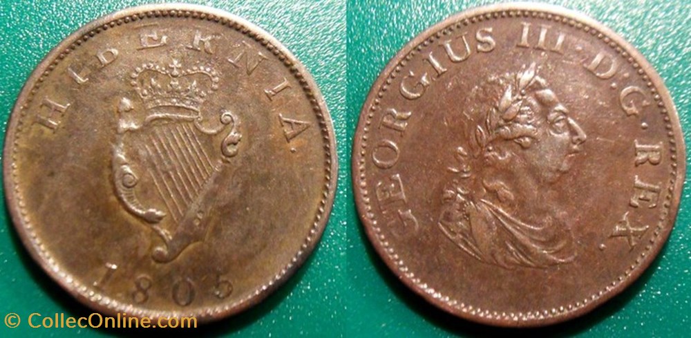 Irlande 1/2 Penny 1805 Georges III monnaies monde irlande 1 2 penny 1805 georges iii