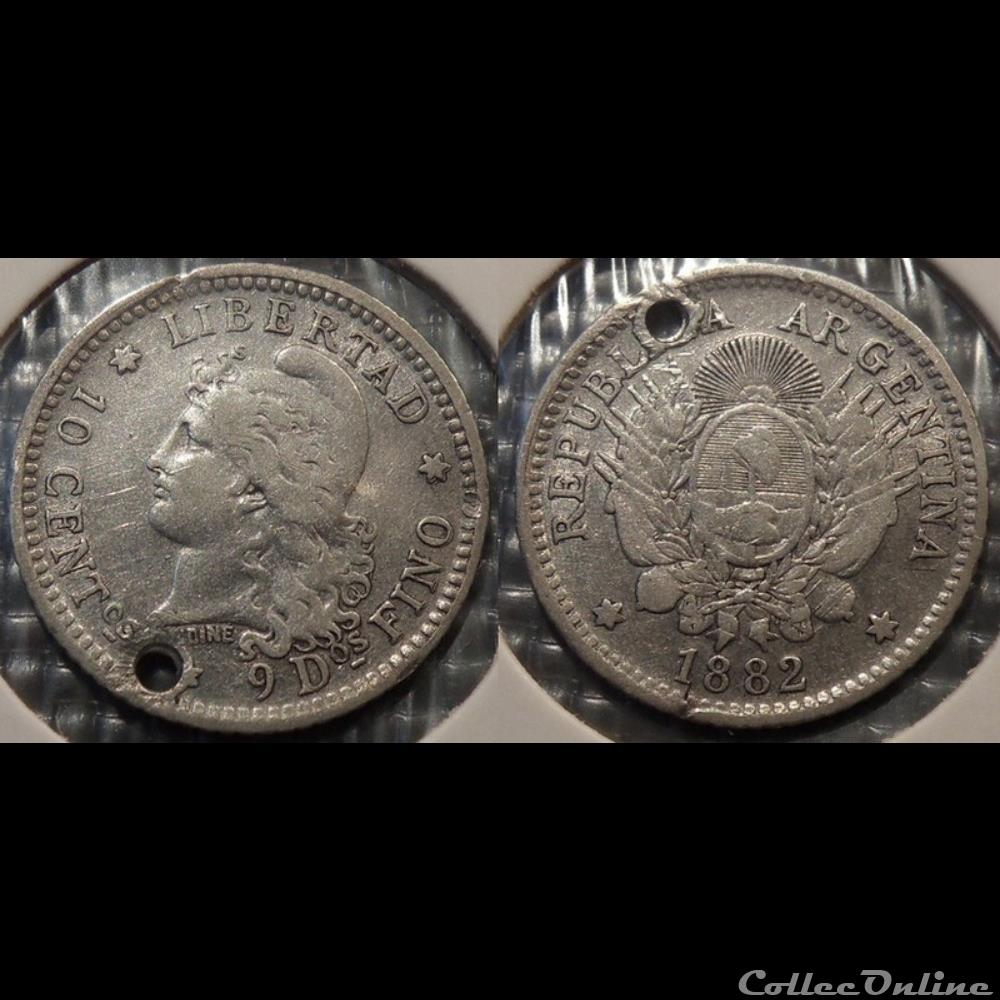 monnaie monde colony argentine 10 centavos 1882