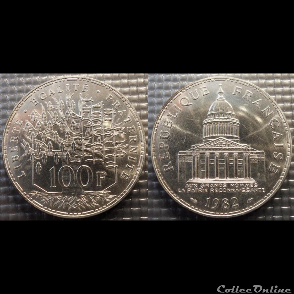 Ob 100 francs Panthéon 1982 31mm 15g monnaie france moderne ob 100 francs pantheon 1982 31mm 15g
