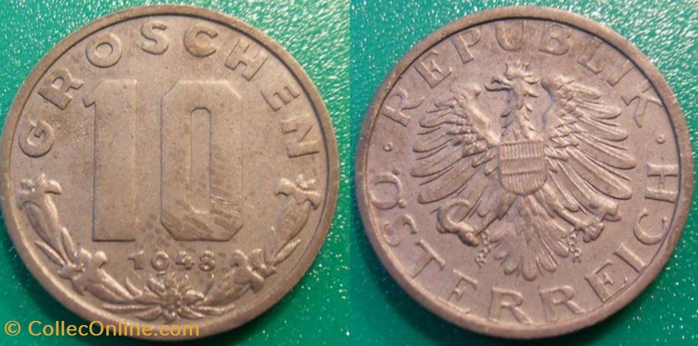 10 Groschen 1948 monnaie monde autriche 10 groschen 1948