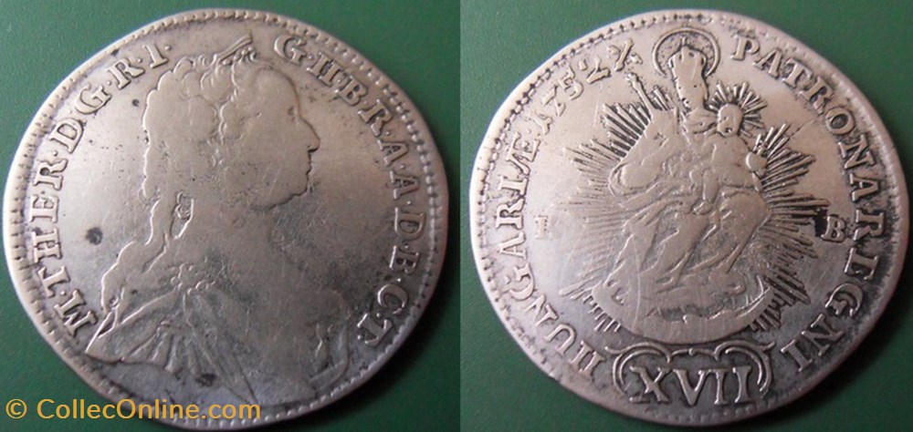 monnaie europe medievale hongrie 17 kreuzer 1752 maria theresa