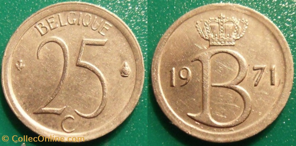 monnaie monde 25 centimes 1971 belgique