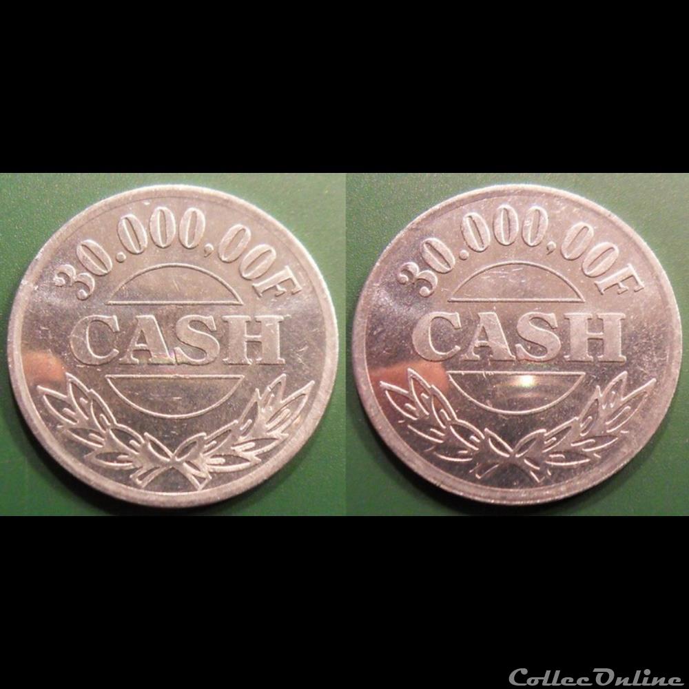 b- Jeton anonyme 30.000.00F CASH monnaies jetons mereaux b jeton anonyme 30 000 00f cash