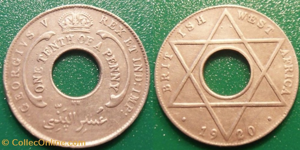 British West Africa 1/10 Penny 1920 monnaie monde british west africa 1 10 penny 1920