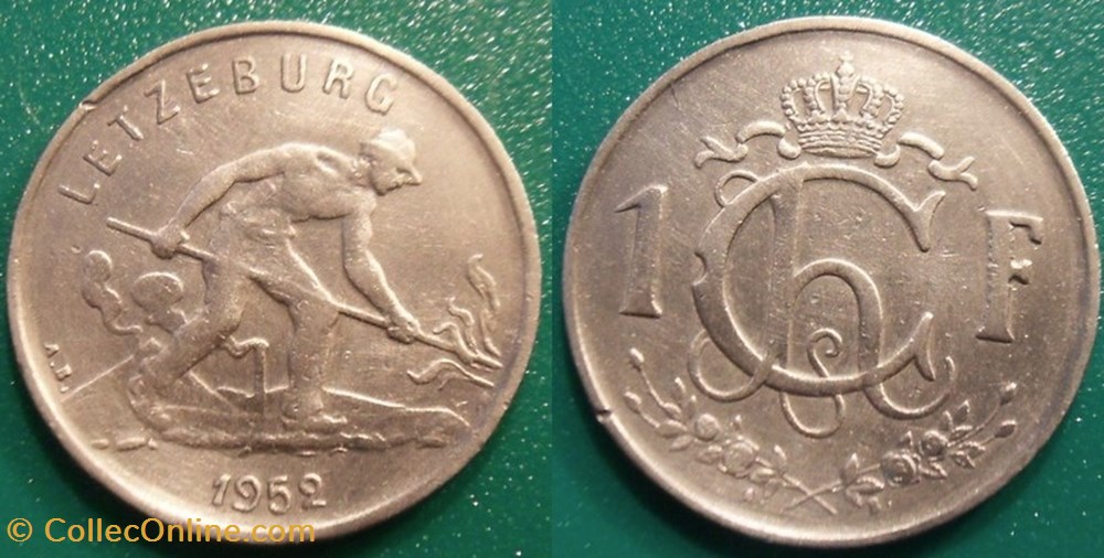1 Franc 1952 petit module monnaie monde luxembourg 1 franc 1952 petit module