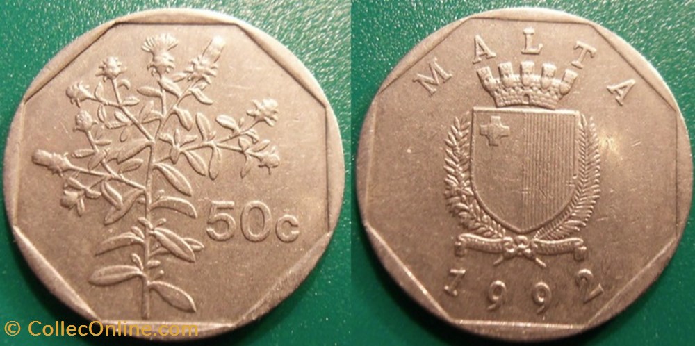 50 Cents 1992 monnaie monde malte 50 cents 1992