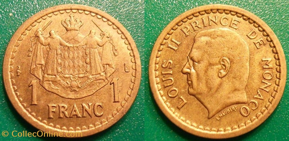 1 Franc (1945) Louis II monnaie monde monaco 1 franc 1945 louis ii