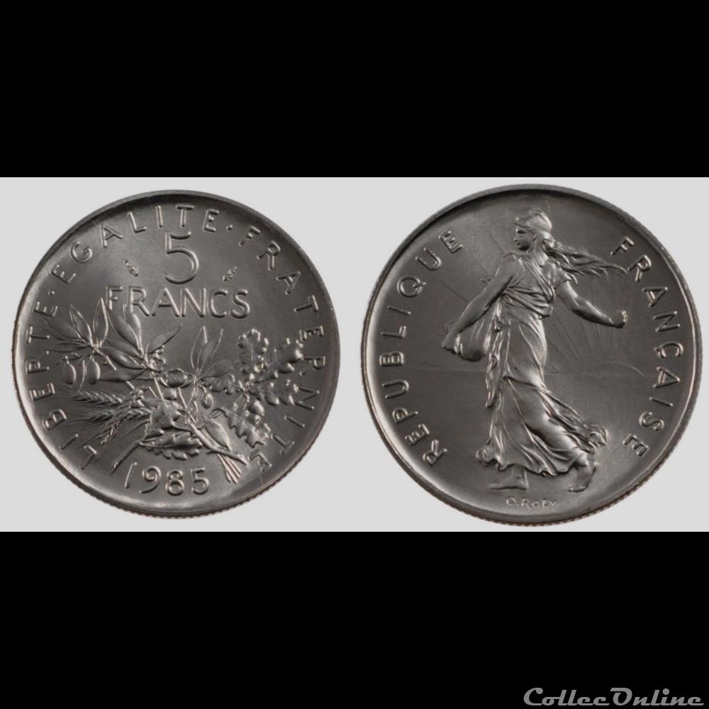Kg 5 francs Semeuse 1985 29mm 10g monnaie france moderne kg 5 francs semeuse 1985 29mm 10g