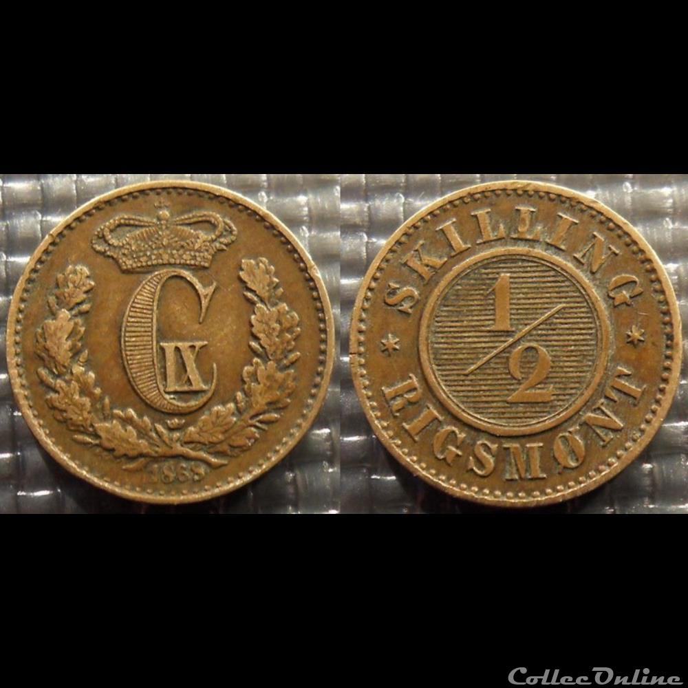 Danemark 1/2 Skilling 1868 monnaie monde danemark 1 2 skilling 1868