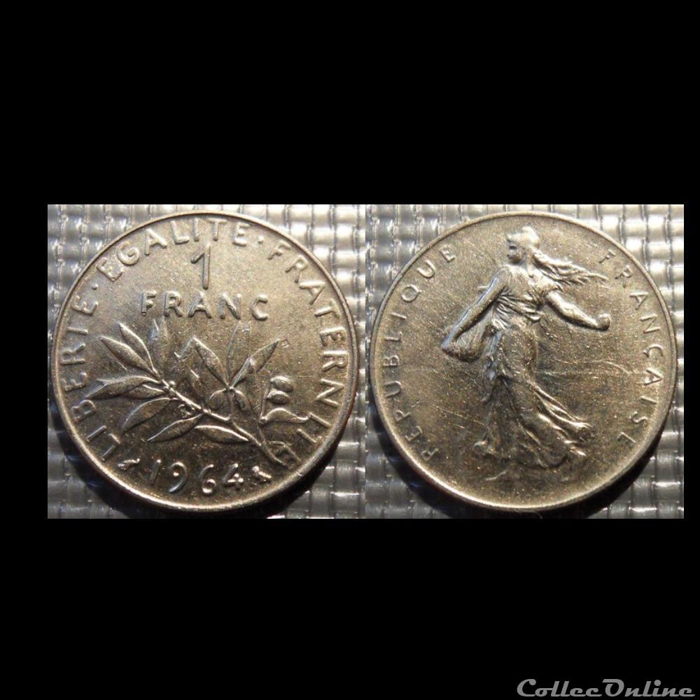 Hg 1 franc semeuse 1964 24mm 6g monnaie france moderne hg 1 franc semeuse 1964 24mm 6g