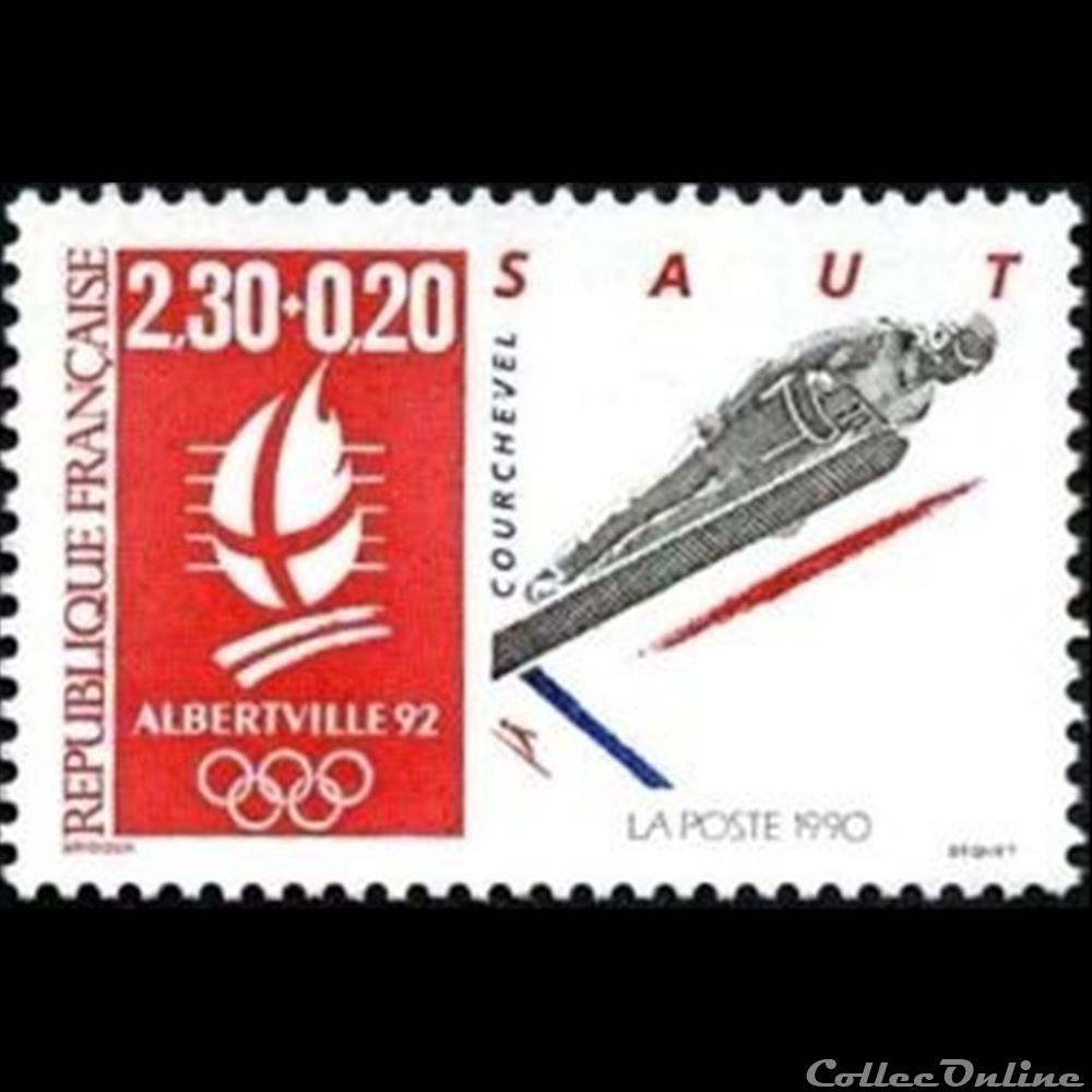 timbre france assignat 1990 alberville 92 jeux olympiques hiver
