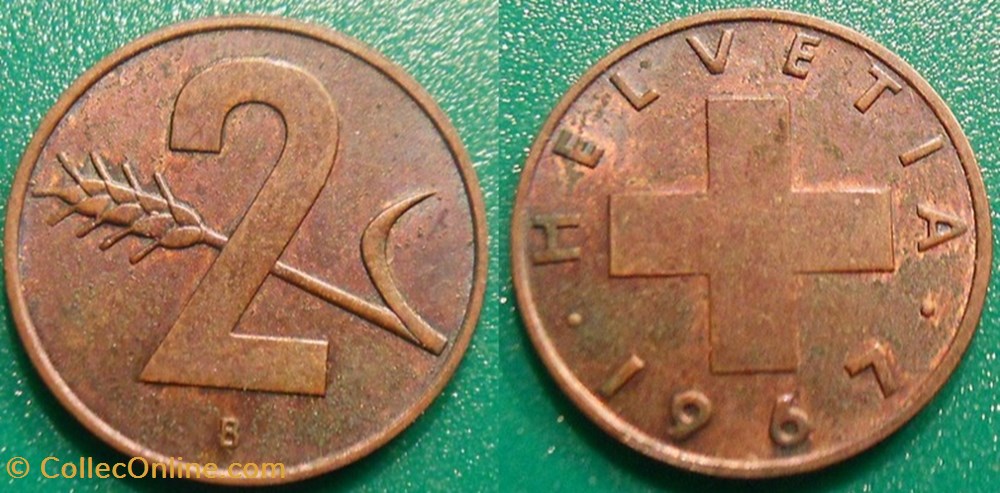 2 Centimes 1967 monnaie monde suisse 2 centimes 1967